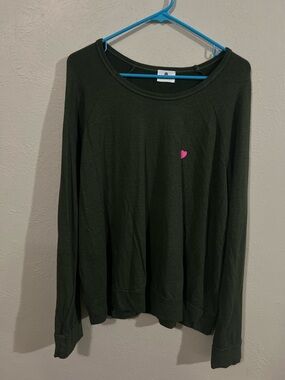 Sundry Women's Green Long-Sleeve Lounge Too with Pink Heart size 4